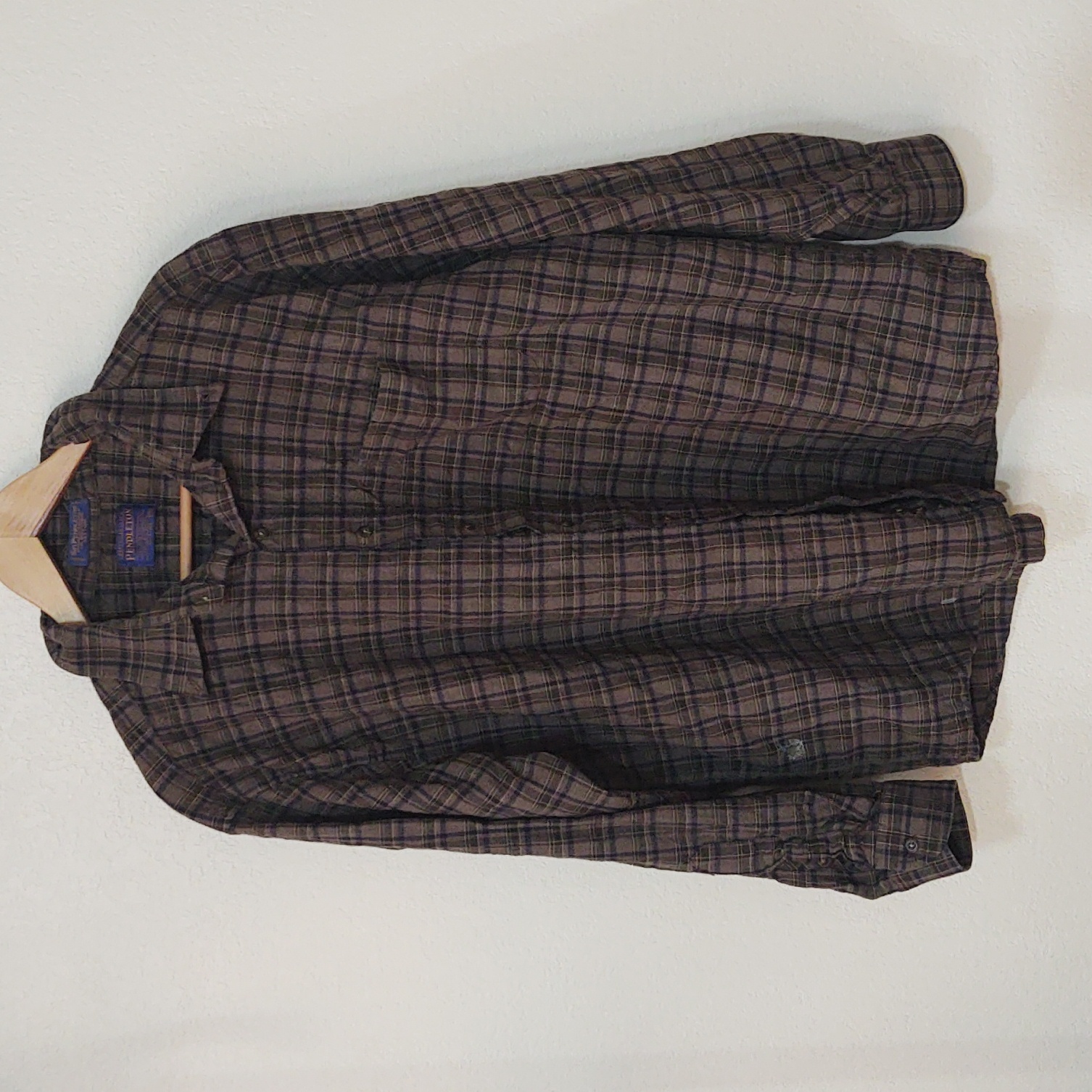 Pendleton Brown Plaid Wool Button Up